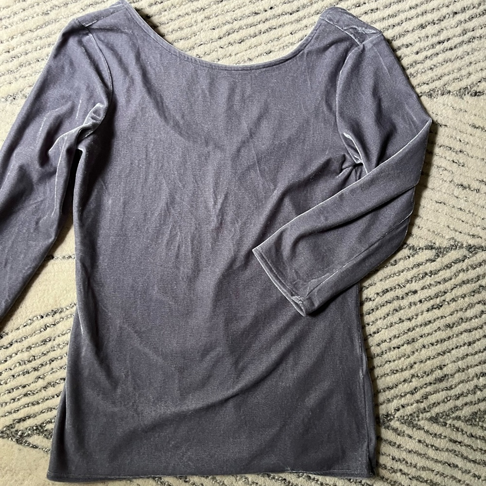 Banana Republic silver velvet scoop neck top